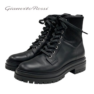 ジャンヴィトロッシ Gianvito Rossi ブーツ ショートブーツ 靴 シューズ レースアップ レザー ブラック 黒(ブーツ)