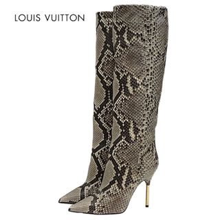 ルイヴィトン(LOUIS VUITTON)のルイヴィトン LOUIS VUITTON アルティメートライン ブーツ ロングブーツ 靴 シューズ パイソン モノグラムヒール レザー ブラウン系(ブーツ)