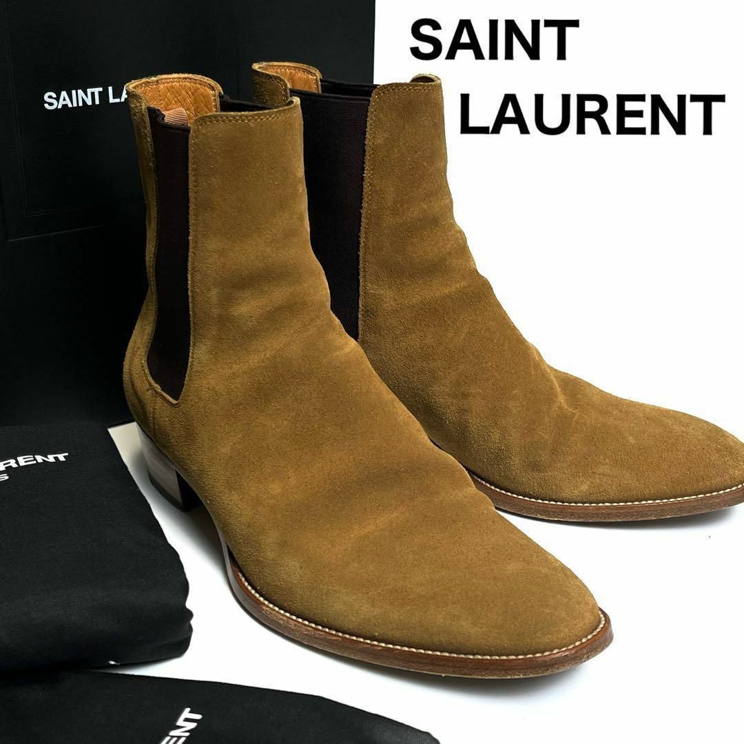 Saint Laurent(サンローラン)の【美品】サンローランパリ　サイドゴア　チェルシーブーツ　レザー　スエード メンズの靴/シューズ(ブーツ)の商品写真