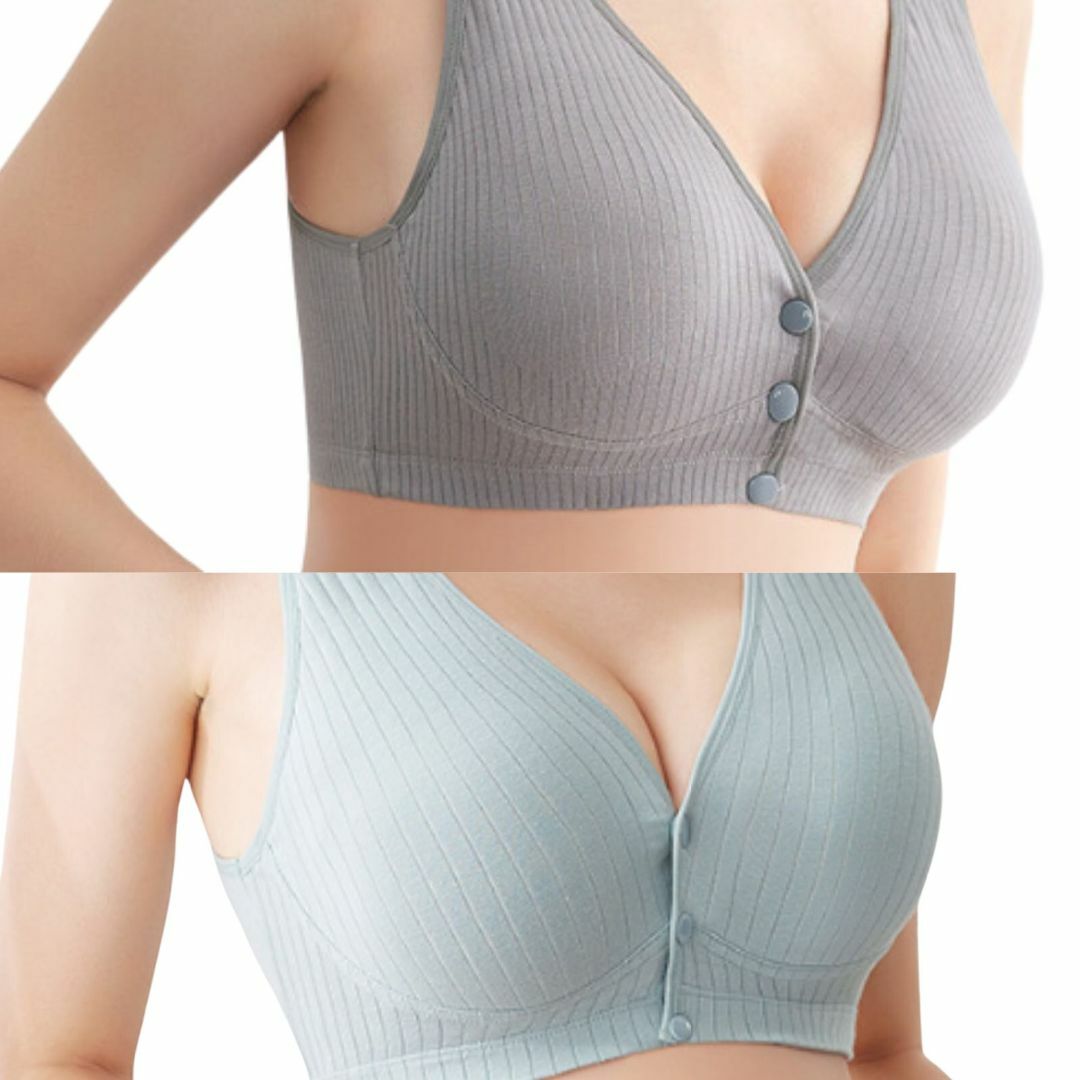 授乳ブラ 2枚セット c056greegray-2mai2XL マタニティブラ キッズ/ベビー/マタニティのマタニティ(マタニティ下着)の商品写真