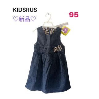 トイザラス(トイザらス)の♡新品・タグ付♡ トイザらス　デニム✖︎ヒョウ柄ワンピース　サイズ:95(ワンピース)