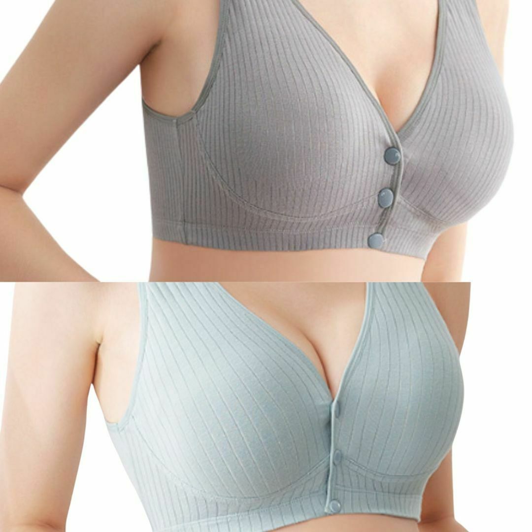 授乳ブラ 2枚セット c056greegray-2mai3XL マタニティブラ キッズ/ベビー/マタニティのマタニティ(マタニティ下着)の商品写真