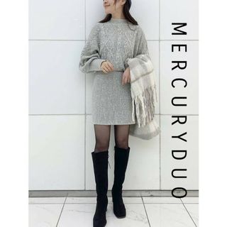 マーキュリーデュオ(MERCURYDUO)の【MERCURYDUO マーキュリーデュオ】ニットワンピース　Fサイズ　グレー(ひざ丈ワンピース)