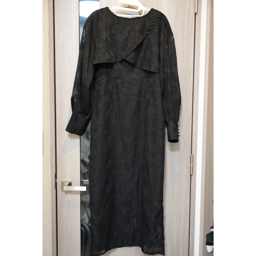 【eaphi】leaf jacquard sheer dress