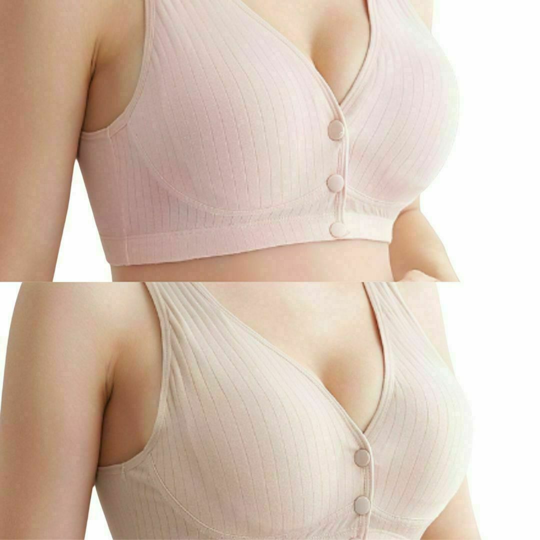 授乳ブラ 2枚セット c056beigepin-2maiXL マタニティブラ キッズ/ベビー/マタニティのマタニティ(マタニティ下着)の商品写真