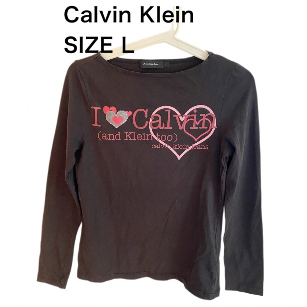 Calvin Klein(カルバンクライン)のCalvin Klein カルバンクライン 長袖 Tシャツ ブラック ハート L レディースのトップス(Tシャツ(長袖/七分))の商品写真