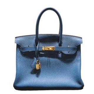 エルメス(Hermes)の　エルメス HERMES バーキン30 X刻 ブルーアガット/ゴールド金具 トリヨンクレマンス トリヨン レディース ハンドバッグ(ハンドバッグ)