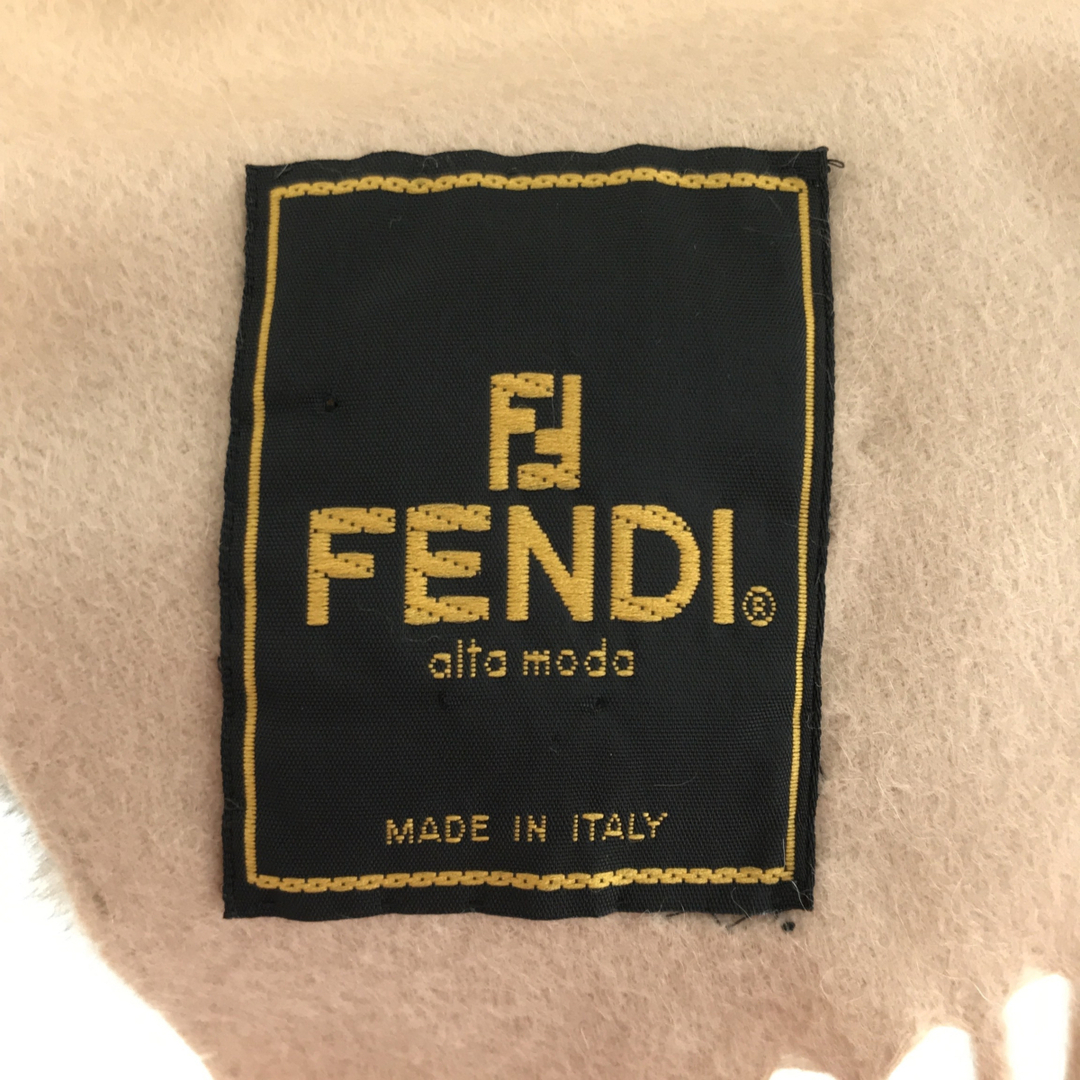 FENDI(フェンディ)のFENDI フェンディ ベージュ チンチラ ファー付き 花 フラワーモチーフ カシミヤ ストール 大判マフラー アパレル 小物 ブランド レディースのファッション小物(ストール/パシュミナ)の商品写真