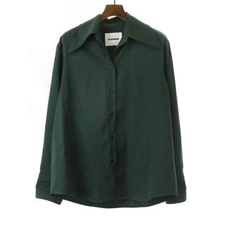 ジルサンダー(Jil Sander)のJIL SANDER ジルサンダー 21AW ポインテッドカラー ウールギャバジンシャツ グリーン 36 JSPT602605(シャツ/ブラウス(長袖/七分))