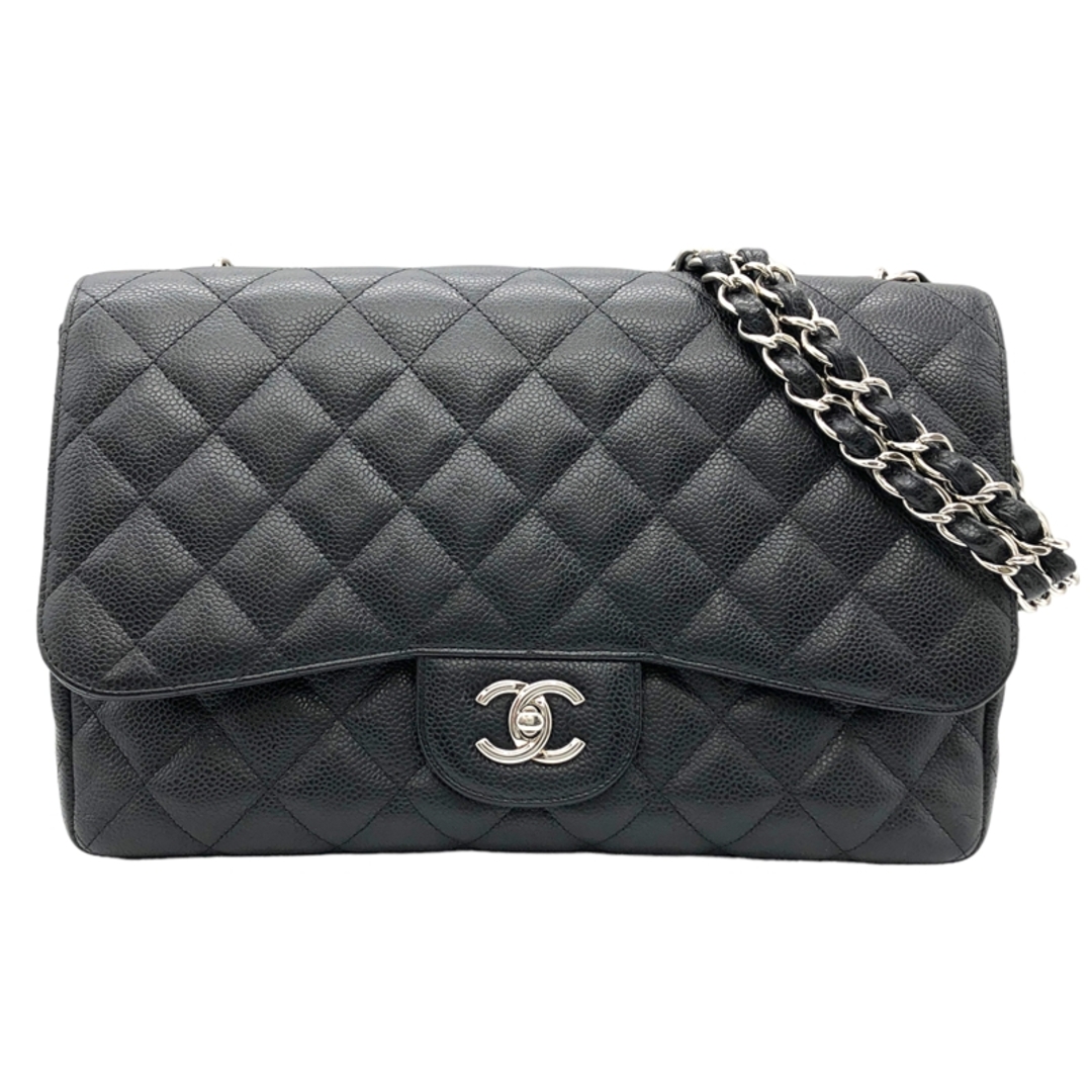 シャネル CHANEL デカマトラッセ30 A58600 ブラック シルバー金具 キャビアスキン レディース ショルダーバッグ約205cmマチ