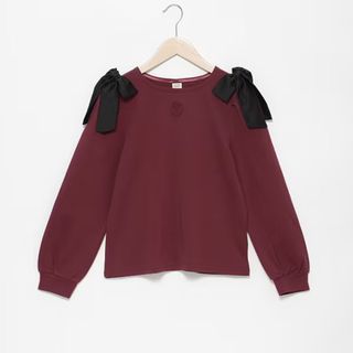 メゾピアノジュニア(mezzo piano junior)のメゾピアノ新品新作タグ付きショルダーリボン長袖Tシャツ150(Tシャツ/カットソー)