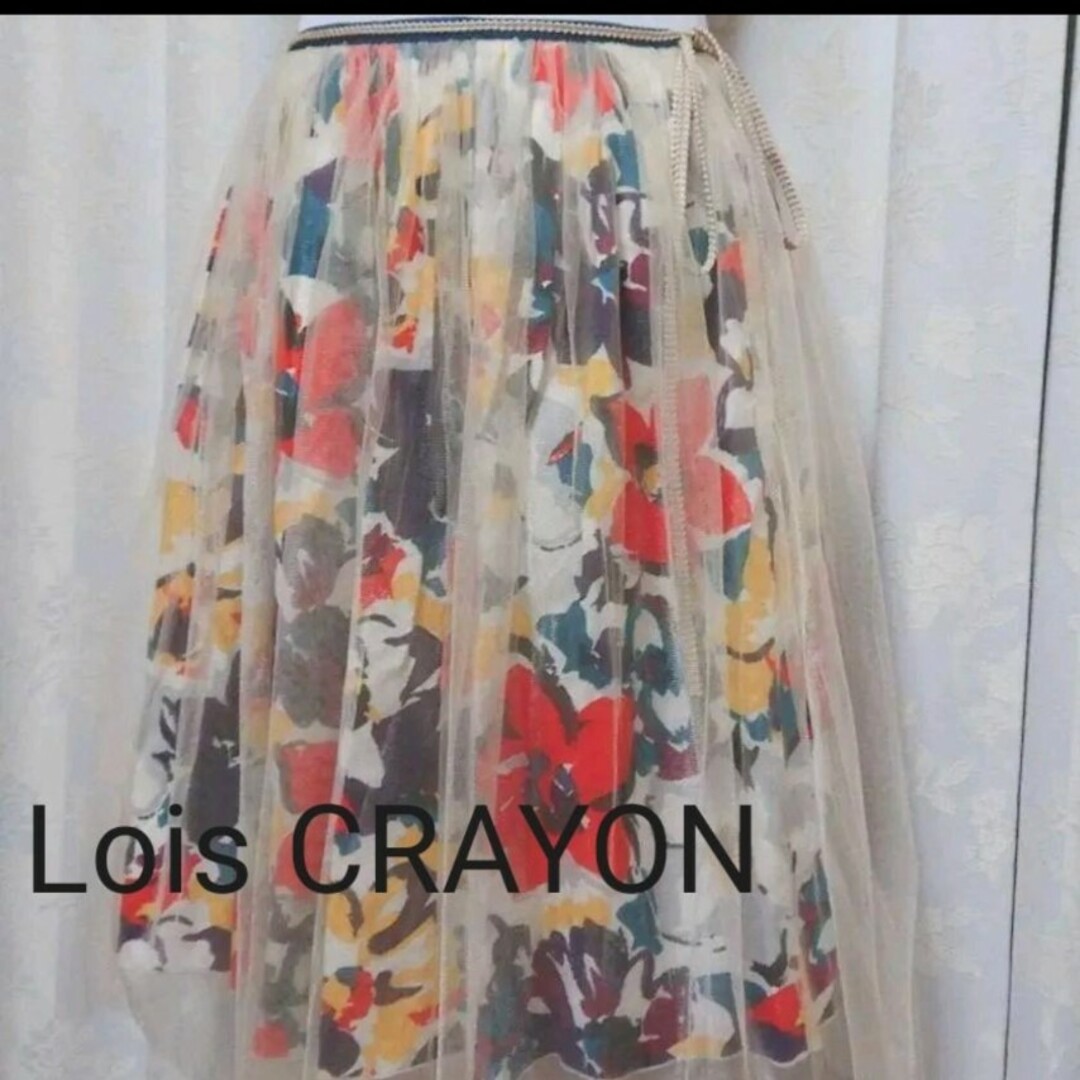 Lois CRAYON(ロイスクレヨン)のロイスクレヨン  ボタニカル チュールスカート レディースのスカート(ひざ丈スカート)の商品写真