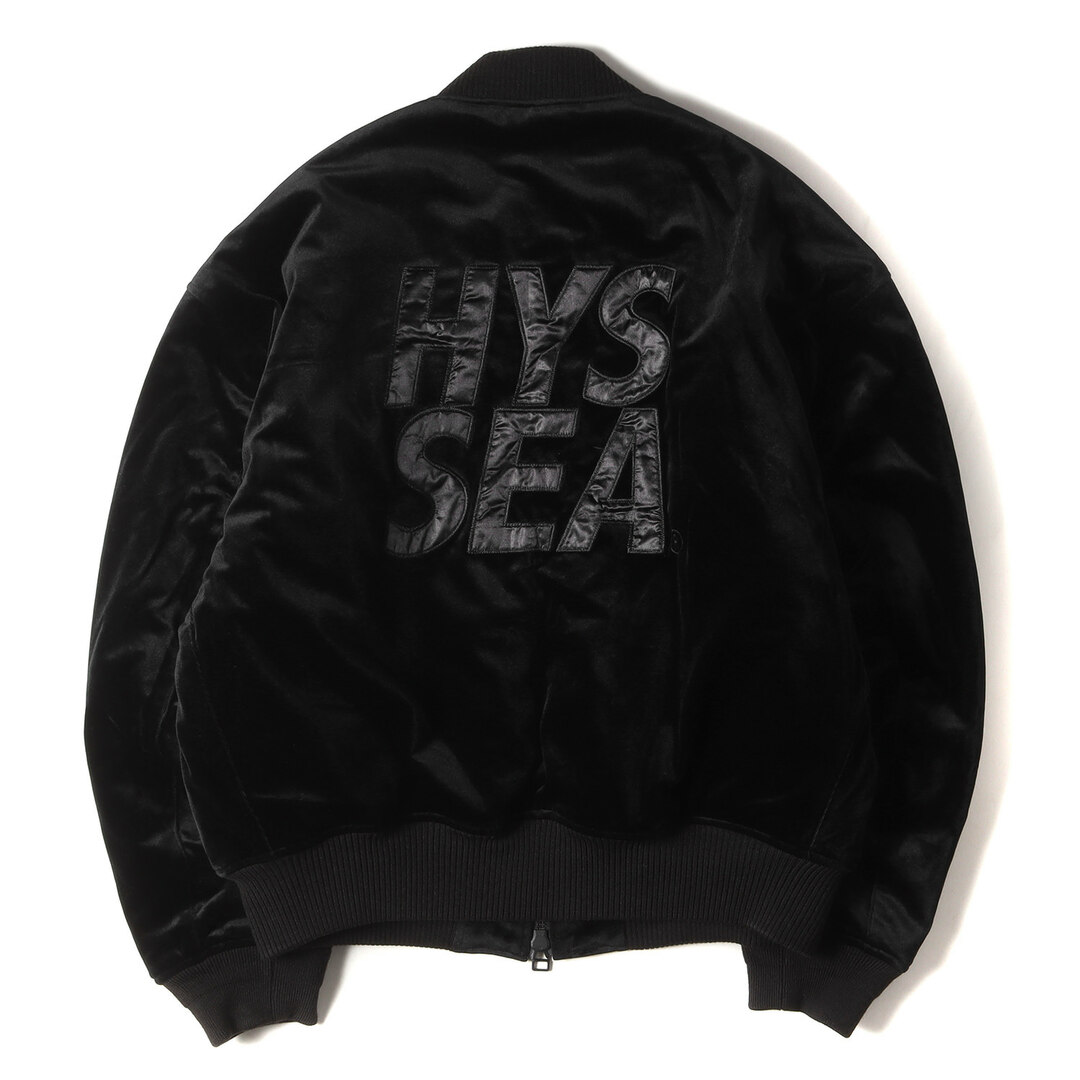 ミリタリージャケット美品 WIND AND SEA ウィンダンシー ジャケット サイズ:L 22AW HYSTERIC GLAMOUR ヒステリックグラマー ベルベット ボンバー ジャケット BOMBER JACKET ブラック 黒 アウター ブルゾン コラボ【メンズ】