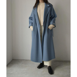 cizatto Wool Gown Coat くすみブルー リバー仕立て