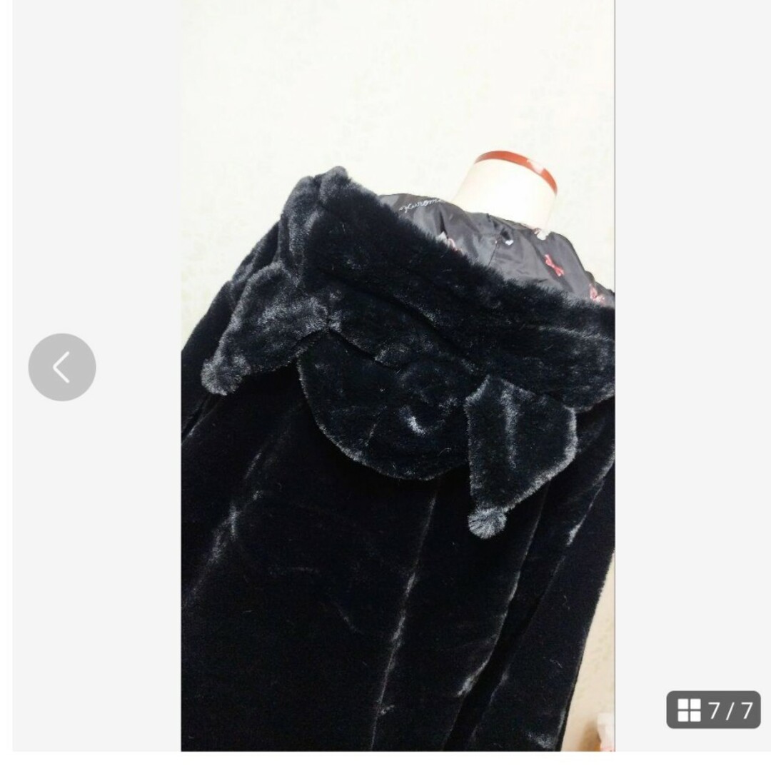 サンリオ(サンリオ)のクロミ 耳付きシルキーファーパーカー　クロミファーブルゾン　L　 サンリオ レディースのジャケット/アウター(毛皮/ファーコート)の商品写真