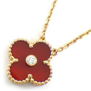 ヴァンクリーフアンドアーペル(Van Cleef & Arpels)のヴァンクリーフ＆アーペル Van Cleef & Arpels ネックレス ヴィンテージ アルハンブラ 2011年 クリスマス X'mas 限定モデル ホリデー限定 カーネリアン 1ポイント ダイヤモンド K18PG 【中古】(ネックレス)