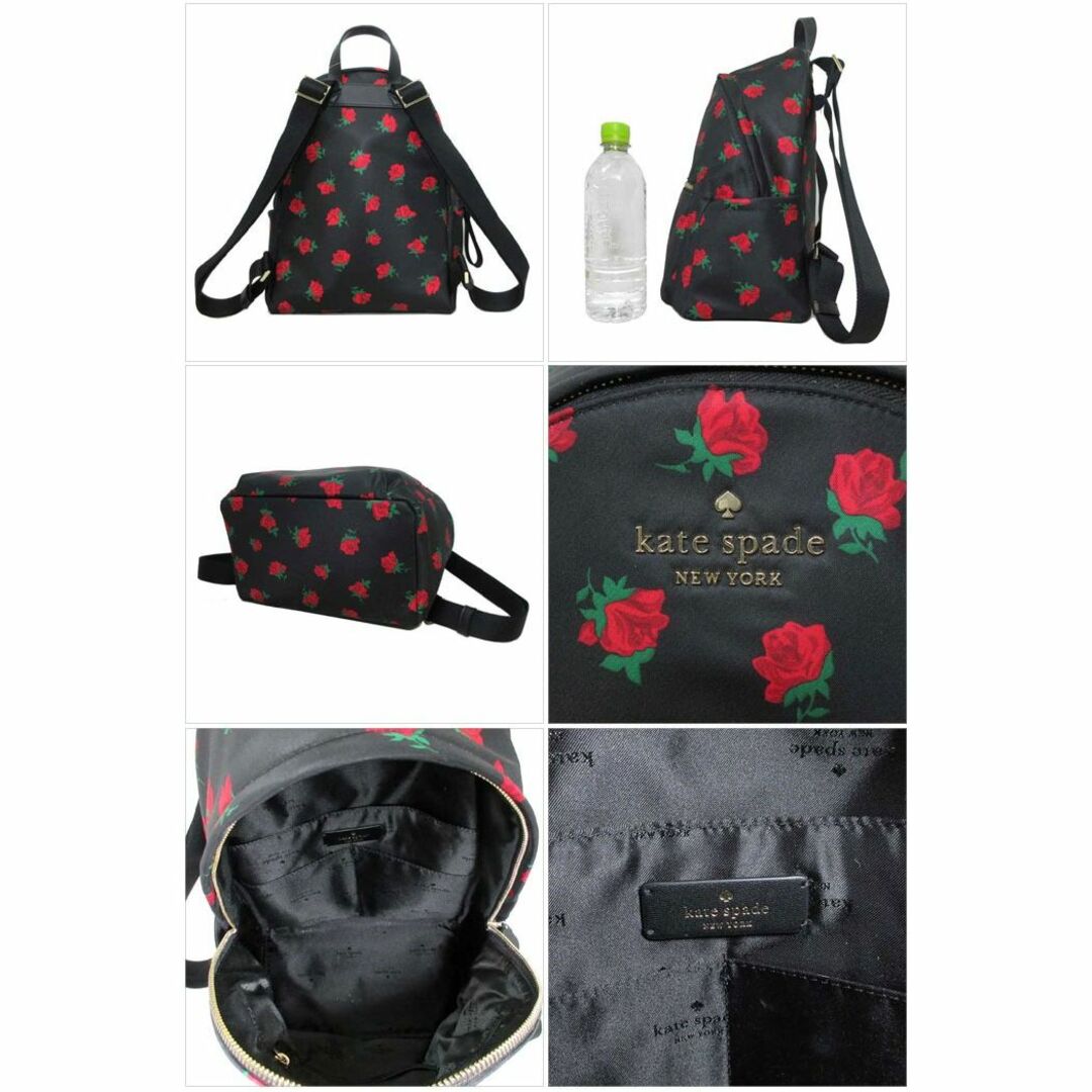 kate spade new york(ケイトスペードニューヨーク)の【新品】ケイトスペード バッグ リュック KE435 001 (ブラック×レッド系) kate spade チェルシー ナイロン ローズ トス プリンテッド ミディアム バックパック アウトレット レディース レディースのバッグ(リュック/バックパック)の商品写真