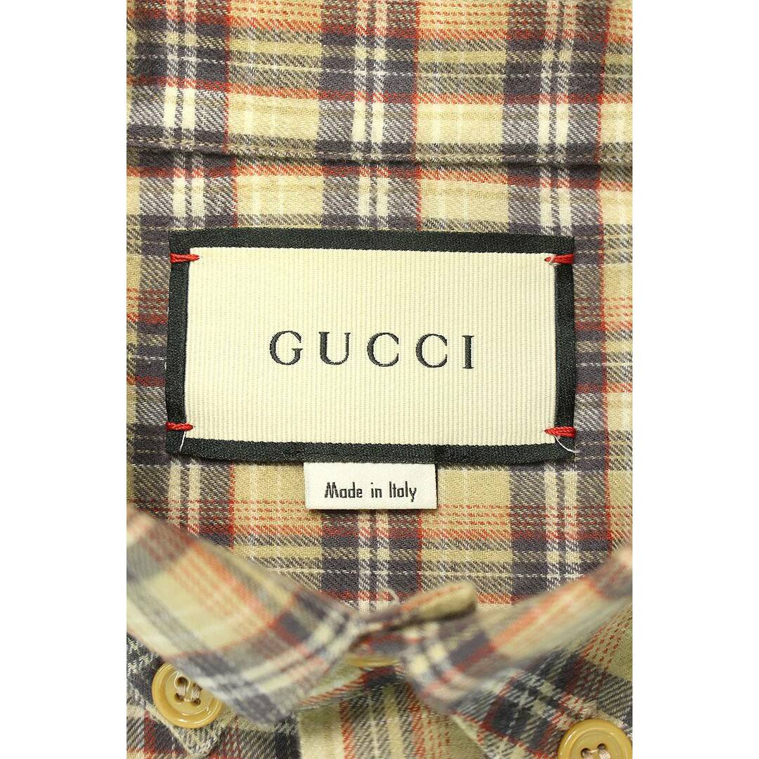 Gucci(グッチ)のグッチ  628327 ZAFK0 キャットワッペンチェック柄長袖シャツ メンズ 44 メンズのトップス(シャツ)の商品写真