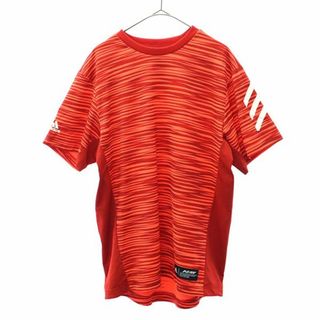 アディダス(adidas)のアディダス 総柄 野球 半袖 ウェア M レッド×オレンジ adidas Tシャツ セカンドユニフォーム ロゴプリント メンズ 古着 【231228】 メール便可(ウェア)