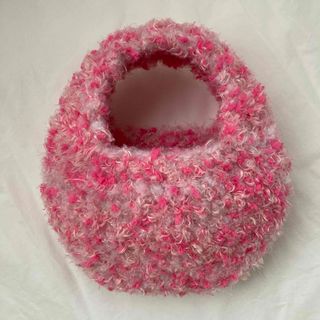 かぎ針編み ハンドメイド もこもこ ミニバッグ ピンク(バッグ)