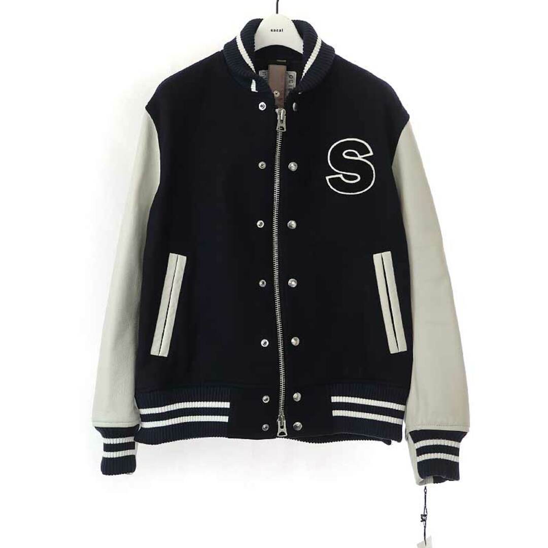 sacai(サカイ)のsacai サカイ 23AW INTERSTELLAR Blouson レザー切替スタジアムジャケット 23-03130M ネイビー 1 メンズのジャケット/アウター(レザージャケット)の商品写真