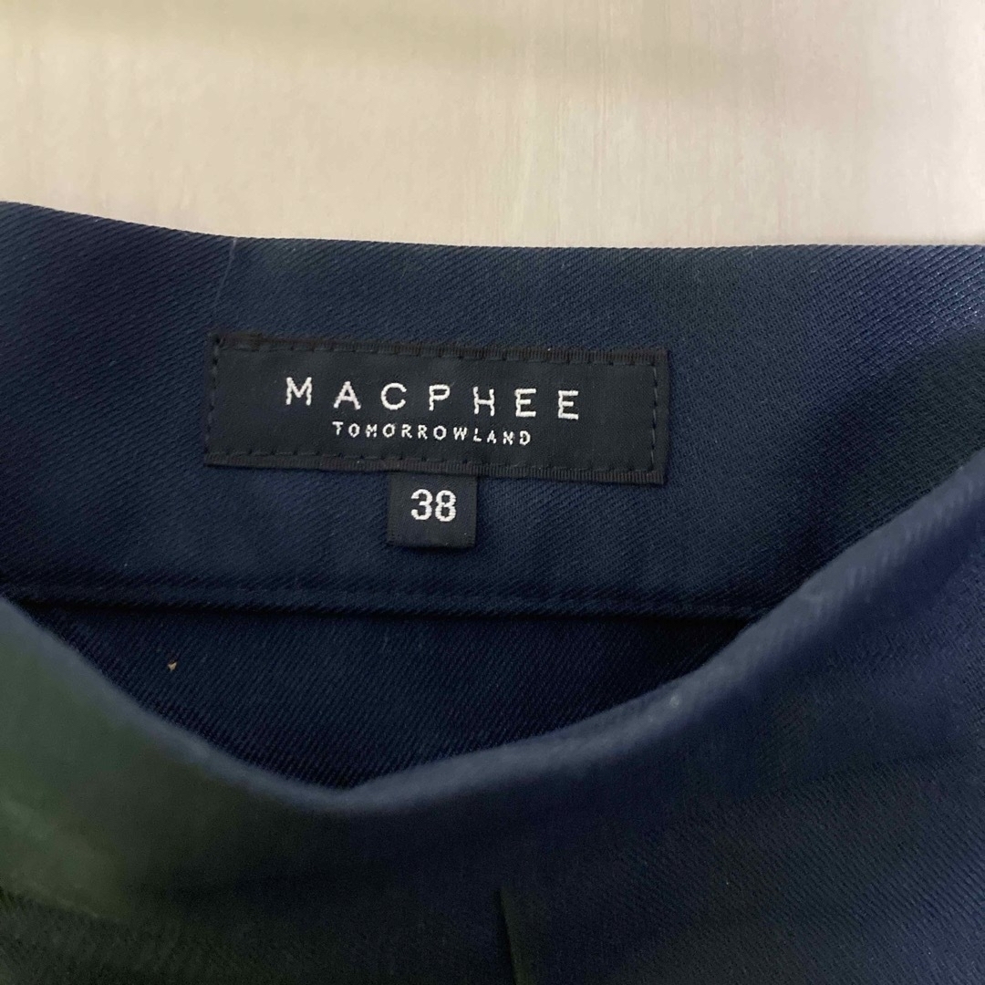 MACPHEE(マカフィー)の美品 マカフィー トゥモローランド ネイビー 膝丈 Aライン スカート 38 L レディースのスカート(ひざ丈スカート)の商品写真