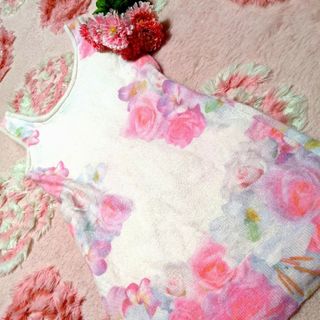 デイジーストア(dazzy store)のデイジーストア♥ピンク♥花柄♥ぼかし♥ニット♥柔らか♥ワンピース(ミニワンピース)