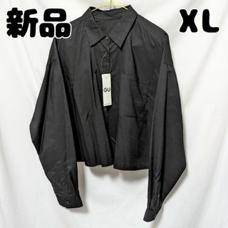 ジーユー(GU)の新品 未使用 GU カラークロップドシャツ 長袖 ブラック XL(シャツ/ブラウス(長袖/七分))