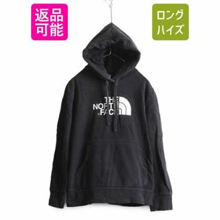 ザノースフェイス(THE NORTH FACE)のノースフェイス プリント スウェット フード パーカー レディース XL 古着 The North Face トレーナー プルオーバー 裏起毛 アウトドア 黒(パーカー)