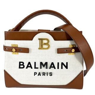 バルマン(BALMAIN)のBALMAIN バルマン 2WAY B-BAZZ31 ハンドバッグ ショルダーバッグ 肩掛け ロゴ かばん 鞄 トップハンドル YN1DB776TCFN キャンバス  レザー   ブラウン 茶 ゴールド金具 レディース【中古品】(ショルダーバッグ)