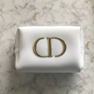 クリスチャンディオール(Christian Dior)のディオール　ポーチ　白×金ロゴ(ポーチ)