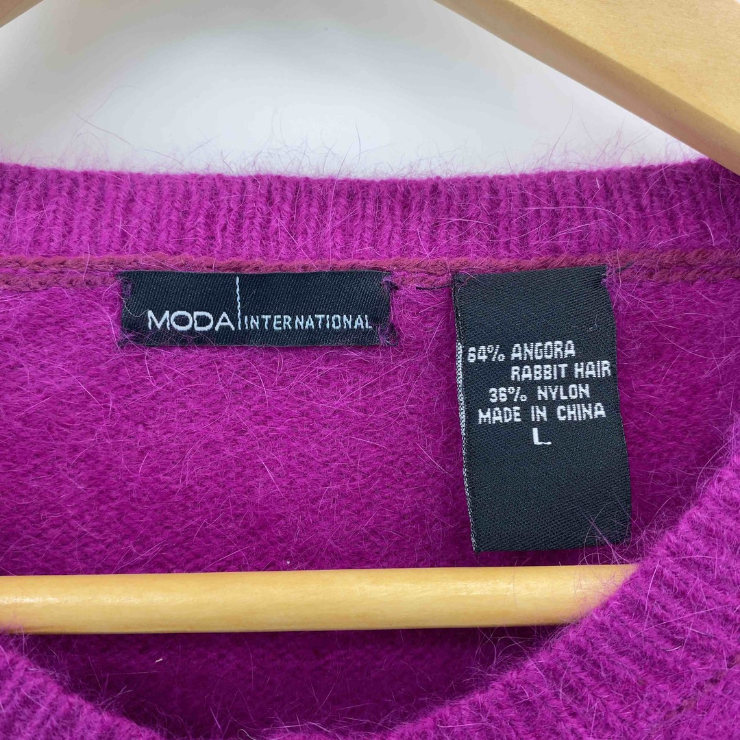 MODA INTERNATIONAL モダインターナショナル レディース  カーディガン　ラウンドネック　ラビット毛　アンゴラ混　紫 レディースのトップス(カーディガン)の商品写真