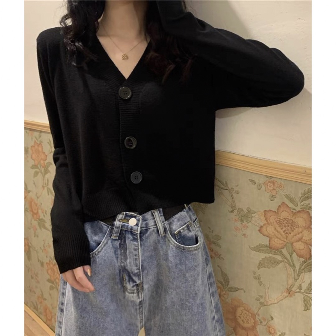 ZARA(ザラ)のSHEIN　シーイン　ボタンニット カーディガン セーター ブラウン レディースのトップス(カーディガン)の商品写真