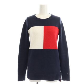 トミーヒルフィガー(TOMMY HILFIGER)のトミーヒルフィガー フラッグロゴ ニット セーター 長袖 XXS 紺 白 赤(ニット/セーター)