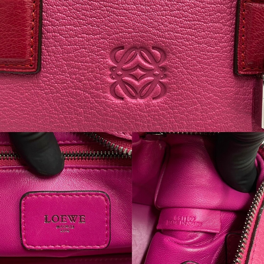 ボルドーLOEWE ハンドバッグ　ボルドー　美品　袋付き