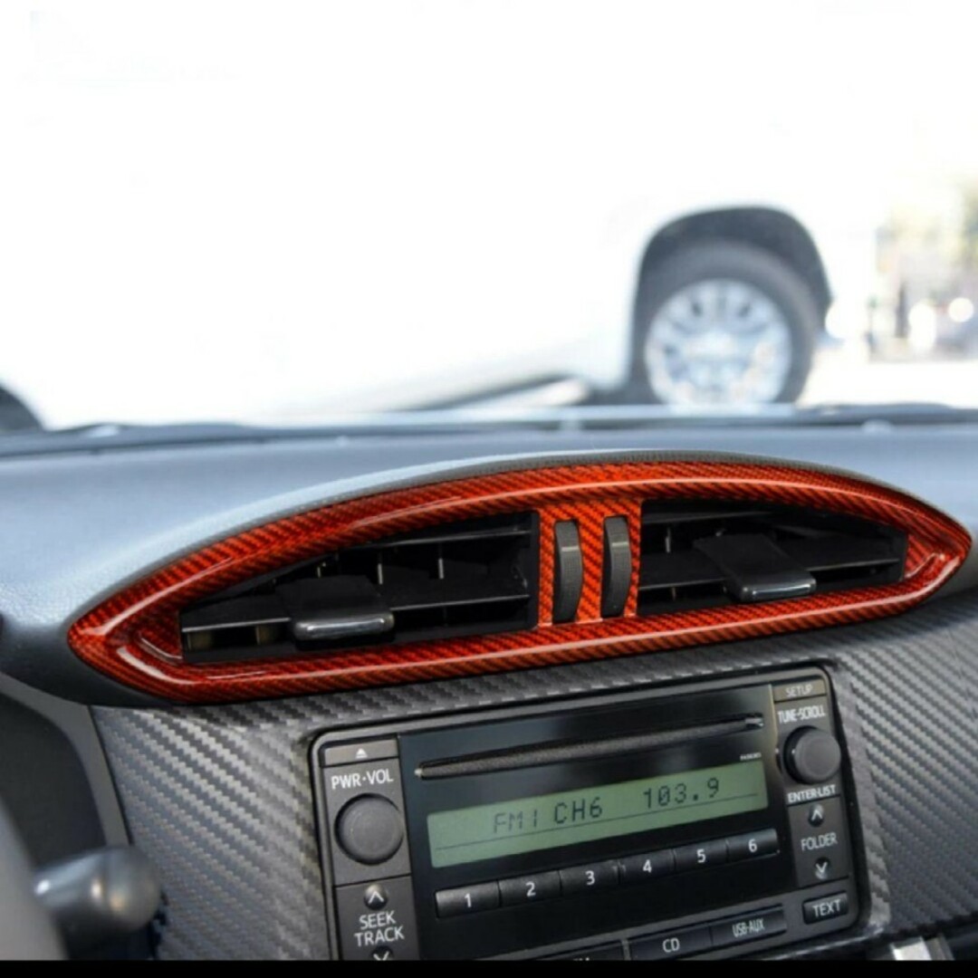 トヨタ86 ZN6 スバルBRZ ZC6 エアコン吹き出し口パネルレッドカーボン 自動車/バイクの自動車(車内アクセサリ)の商品写真