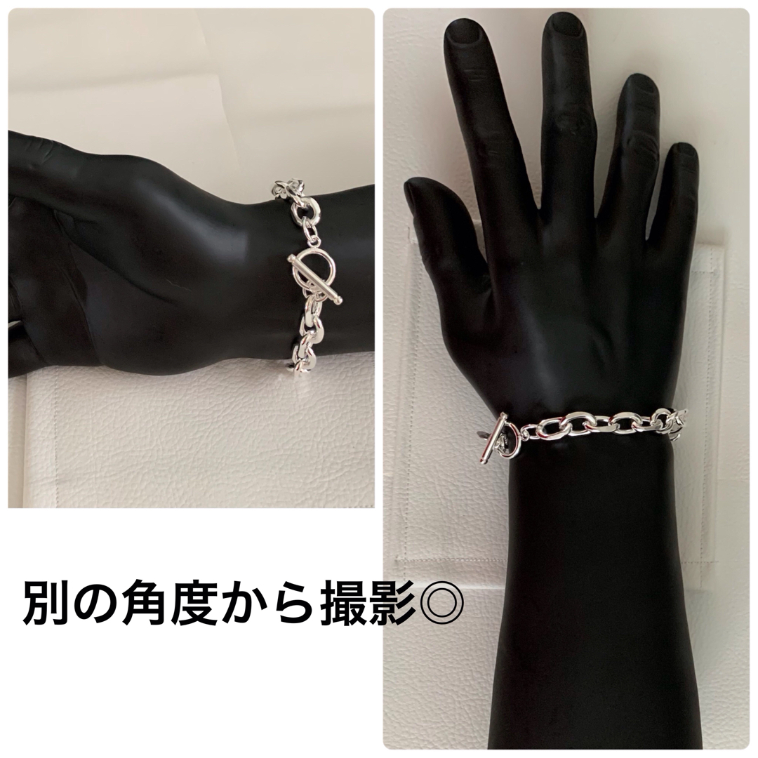 美品　希少　シルバー925　プラチナ　メンズ　マンテル　チェーン　ブレスレット メンズのアクセサリー(ブレスレット)の商品写真