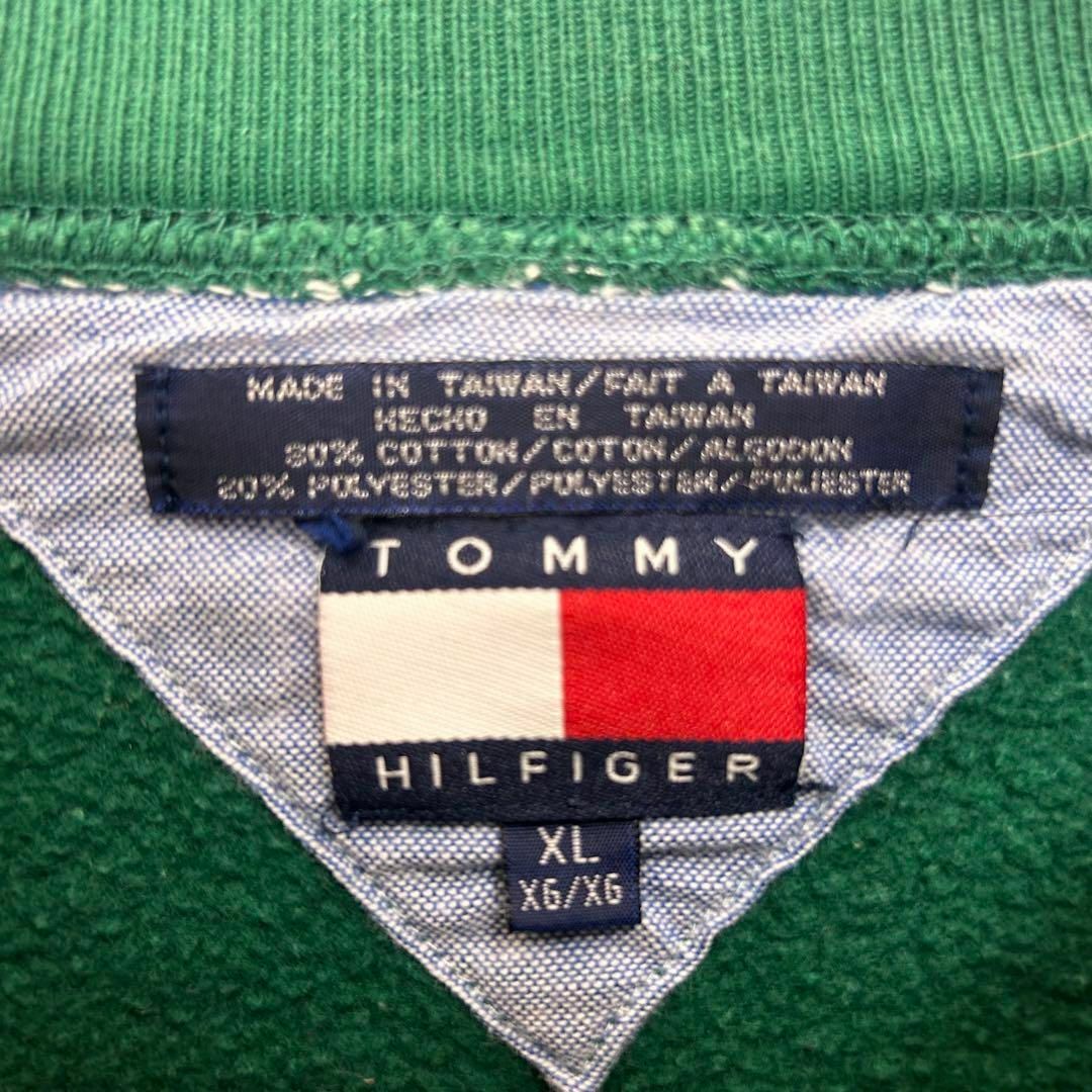 TOMMY HILFIGER(トミーヒルフィガー)のトミーヒルフィガー 刺繍ロゴ 太アーム スウェット グリーン XL メンズのトップス(スウェット)の商品写真