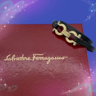 サルヴァトーレフェラガモ(Salvatore Ferragamo)の《美品》　サルヴァトーレフェラガモ　ガンチーニ　レザー　2連　ブレスレット(ブレスレット/バングル)