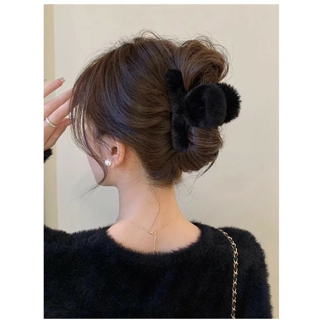 モコモコヘアクリップ レディースバンスクリップ ヘアアクセサリー 5色