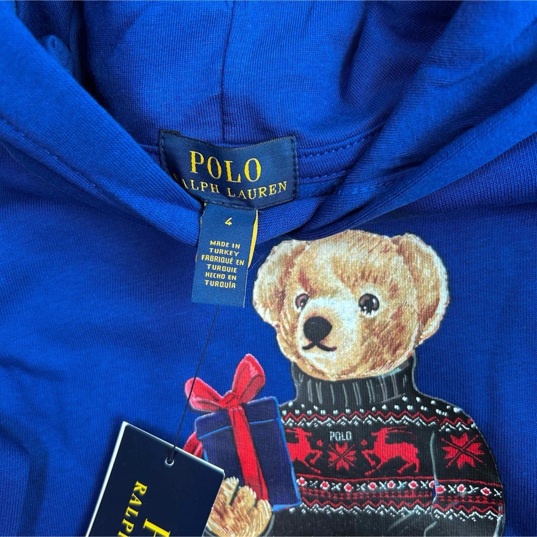 POLO RALPH LAUREN(ポロラルフローレン)の新作◇ラルフローレンポロベアフリースフーディ ブルー 4T/110 キッズ/ベビー/マタニティのキッズ服男の子用(90cm~)(Tシャツ/カットソー)の商品写真