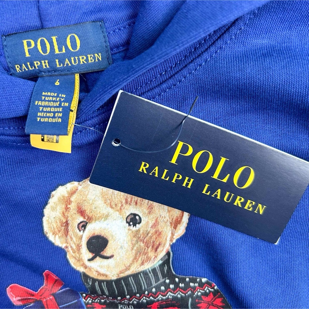 POLO RALPH LAUREN(ポロラルフローレン)の新作◇ラルフローレンポロベアフリースフーディ ブルー 6/120 キッズ/ベビー/マタニティのキッズ服男の子用(90cm~)(Tシャツ/カットソー)の商品写真