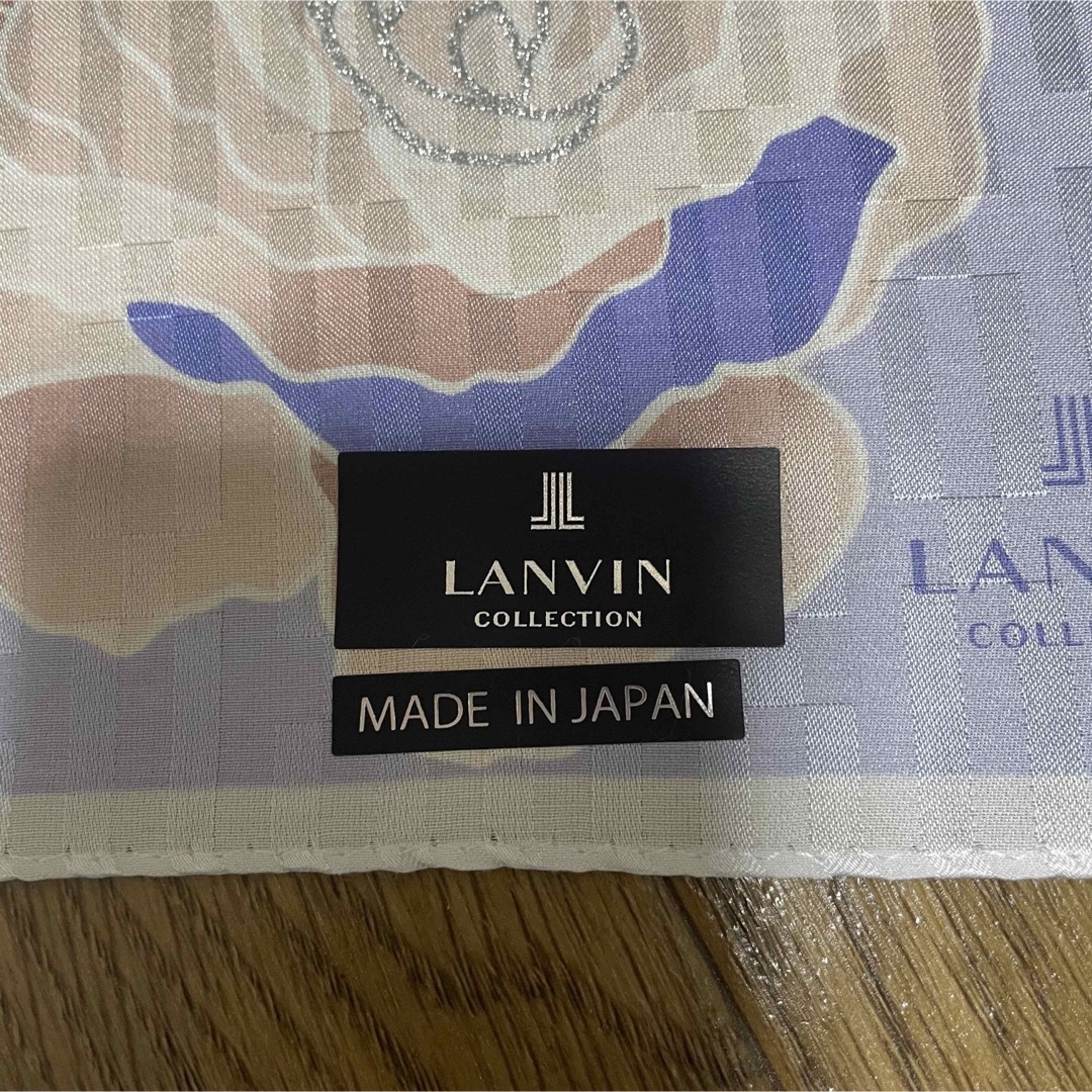 LANVIN(ランバン)の新品未使用★LANVIN ランバン ハンカチ スカーフ お洒落 薔薇 パープル レディースのファッション小物(ハンカチ)の商品写真