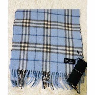 バーバリー(BURBERRY)の新品未使用タグ付★バーバリーロンドン★カシミヤマフラー　ノバチェック　ブルー(マフラー/ショール)