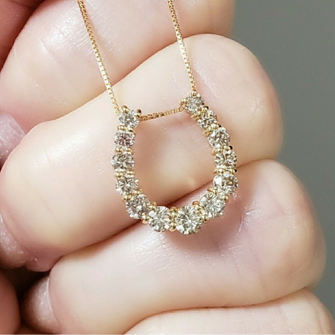 SALE☆ 新品 天然ダイヤ 1.00ct ☆幸せを呼ぶ 大ぶり馬蹄ペンダント