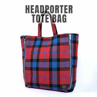 ヘッドポーター HEAD PORTER ブラウン ヘリンボーン柄 トートバッグ