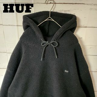 ハフ(HUF)の希少 HUF ハフ パーカー ボア ブラック ボックスロゴ ワンポイント XL(パーカー)