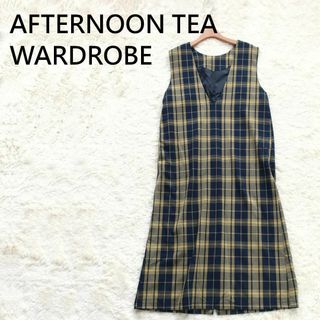 アフタヌーンティー(AfternoonTea)のアフタヌーンティー 前後2WAY チェック柄ジャンパースカート ロングワンピース(その他)