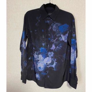 LAD MUSICIAN 17ss 花柄 スタンダードシャツ 42 ネイビー