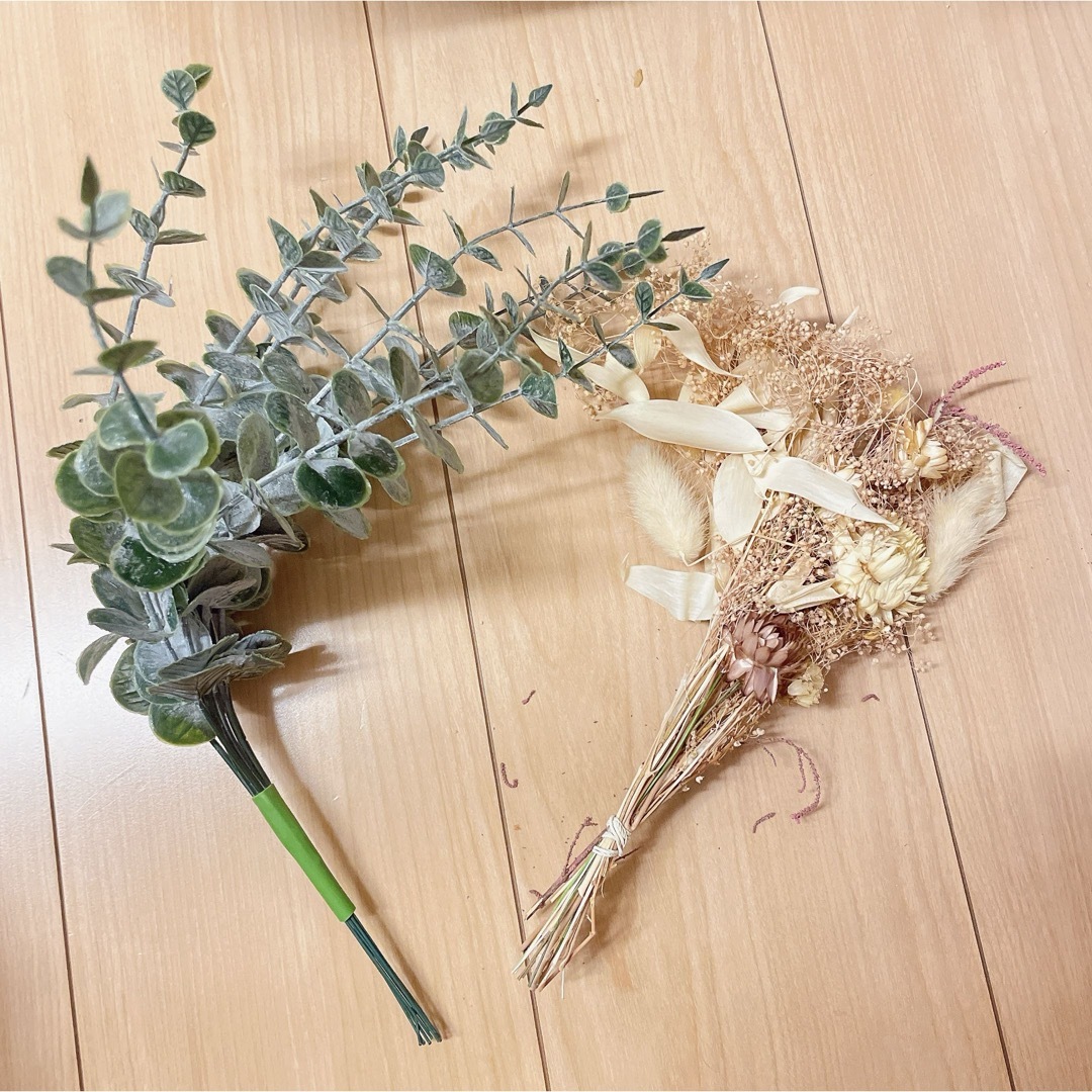 造花 フラワーベース ドライフラワー 観葉植物 3点セット ハンドメイドのフラワー/ガーデン(ドライフラワー)の商品写真